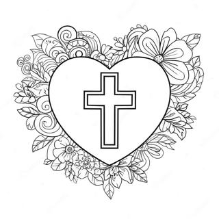 Charmantes Herz Mit Kreuz Ausmalbild 84755 25781