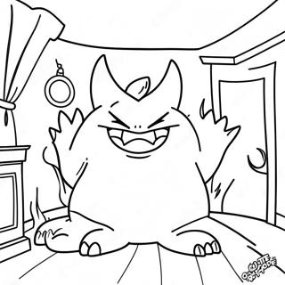 Mysteriöses Gengar In Einem Spukhaus Ausmalbild Ausmalbilder
