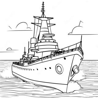 Buntes Schlachtschiff Auf See Ausmalbild 85622-26529