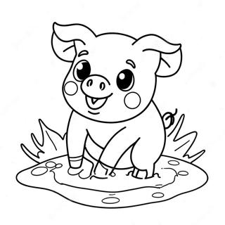 Frohliches Schweinchen Spielt Im Schlamm Ausmalbild 86337-27095