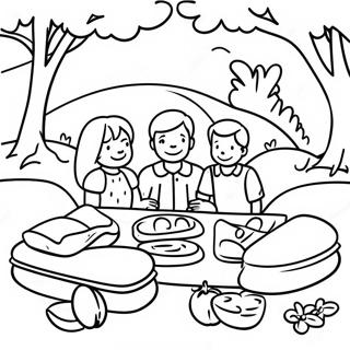 Familienpicknick Mit Decke Ausmalbild 86672-27358