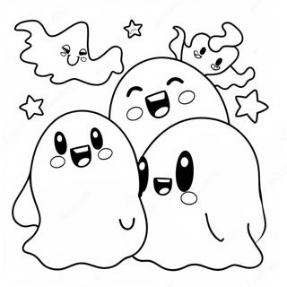 Niedliche Kawaii Geister Halloween Ausmalbild 86749-27414