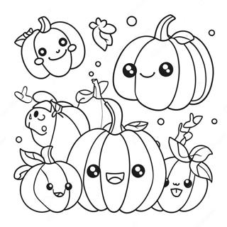 Liebenswerte Kawaii Kurbisse Ausmalbild 86750-27417