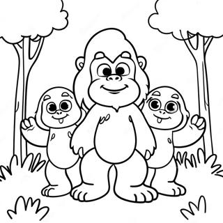 Niedlicher Bigfoot Mit Freunden Ausmalbild 86776-27439