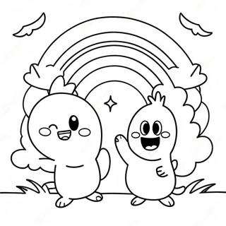 Gluckliches Ausmalbild Regenbogenfreunde In Gelb 88365 28846