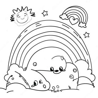 Gluckliches Ausmalbild Regenbogenfreunde In Gelb 88365 28848