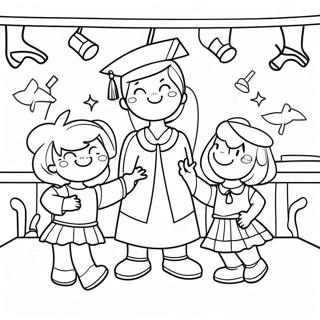 Freudige Kindergarten Abschlusszeremonie Ausmalbild 88677-29093