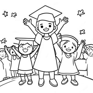 Freudige Kindergarten Abschlusszeremonie Ausmalbild 88677-29094