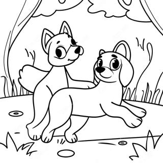 Ausmalbild Von Verspieltem Fuchs Und Hund 88752 29144