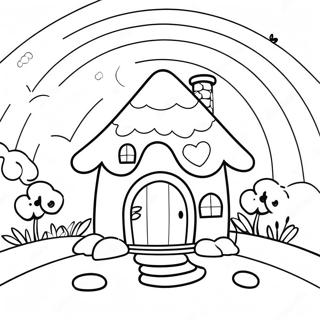 Charmantes Feenhaus Unter Einem Regenbogen Ausmalbild 88908-29270
