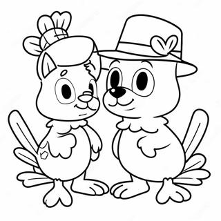 Bluey Und Bingo Thanksgiving Abenteuer Ausmalbild 89010-29344