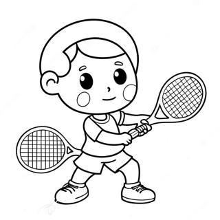 Niedlicher Cartoon Tennis Spieler Ausmalbild 89188-29480