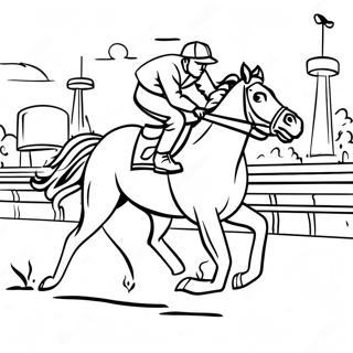 Aufregende Kentucky Derby Rennszene Ausmalbild 91020-30904
