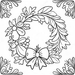 Altmodisches Ausmalbild Eines Weihnachtskranzes 91688-31498