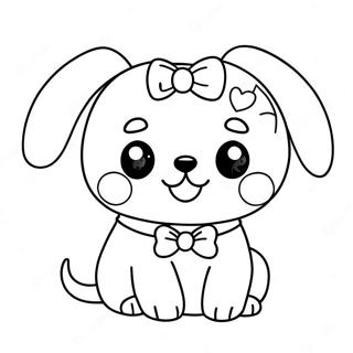 Niedlicher Kawaii Hund Mit Schleife Ausmalbild 91914-31665