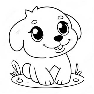 Frohlicher Kawaii Welpe Beim Spielen Ausmalbild 91915-31671