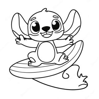 Abenteuerlicher Stitch Beim Surfen Ausmalbild 92377 32032