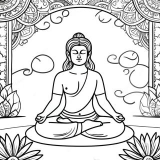 Beruhigende Meditationsszene Ausmalbild 93095-32587