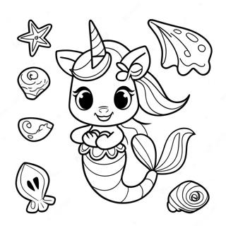 Funkelnde Einhorn Meerjungfrau Mit Muscheln Ausmalbild 93381-32814