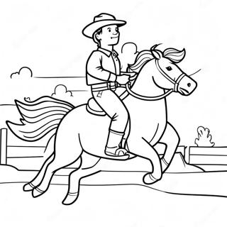 Cowboy Der Einen Buckenden Bronco Reitet Ausmalbild 93714 33068