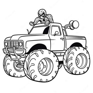 Spiderman Fahrt Einen Riesigen Monstertruck Ausmalbild 94074-33345