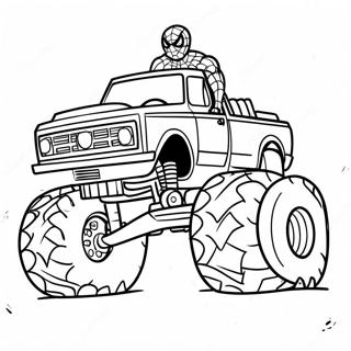 Spiderman Fahrt Einen Riesigen Monstertruck Ausmalbild 94074-33346