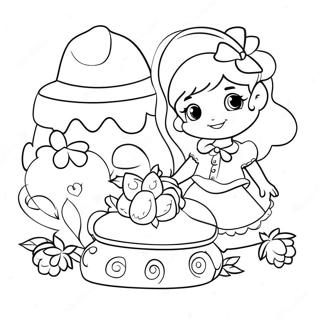 Charmante Erdbeer Shortcake Tee Party Ausmalbild 94903 34193