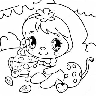 Charmante Erdbeer Shortcake Tee Party Ausmalbild 94903 34194