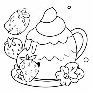 Charmante Erdbeer Shortcake Tee Party Ausmalbild 94903 34195