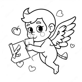 Romantischer Cupid Mit Liebesbriefen Ausmalbild 96002-35090