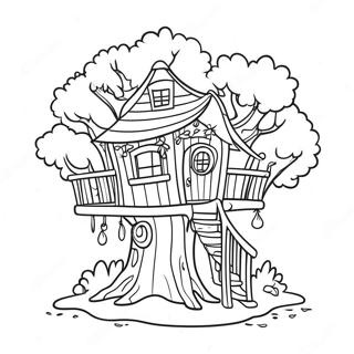 Fantasievolles Baumhaus Ausmalbild 96051-35119