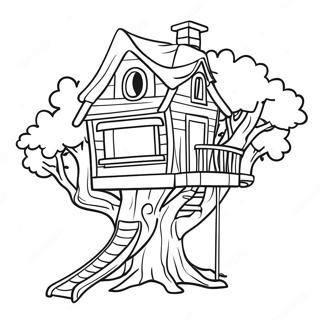 Buntes Baumhaus Mit Rutsche Ausmalbild 96053-35128