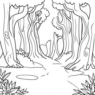 Umgekehrtes Ausmalbild Mit Einem Magischen Wald 96466-35442