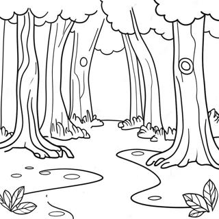 Umgekehrtes Ausmalbild Mit Einem Magischen Wald 96466-35443