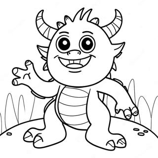 Spassiges Umgekehrtes Ausmalbild Eines Freundlichen Monsters 96467-35445