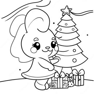 My Melody Schmuckt Einen Weihnachtsbaum Ausmalbild 96569 35522