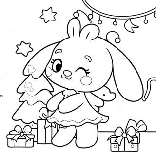 My Melody Schmuckt Einen Weihnachtsbaum Ausmalbild 96569 35523