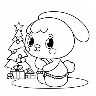 My Melody Schmuckt Einen Weihnachtsbaum Ausmalbild 96569 35524
