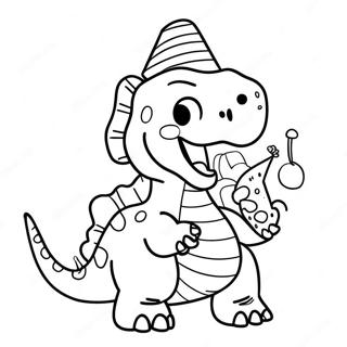 Frohlicher Dinosaurier Mit Partykappe Ausmalbild 96802-35873