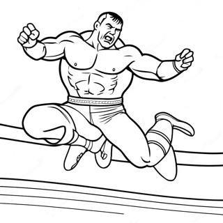 Dynamischer Wwe Wrestler Springt Auf Gegner Ausmalbild 97699-36563