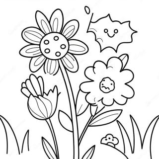 Frohliche Maifeiertagsblumen Ausmalbild 98139 37045