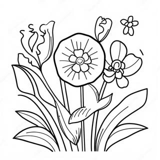 Frohliche Maifeiertagsblumen Ausmalbild 98139 37046