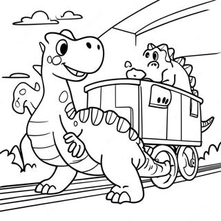 Freundliche Dinosaurier In Einem Zug Ausmalbild 98907 37643